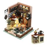 Kit De Casa De Bonecas Em Miniatura Diy Tsumi Coffee Com Led Para Aniversário