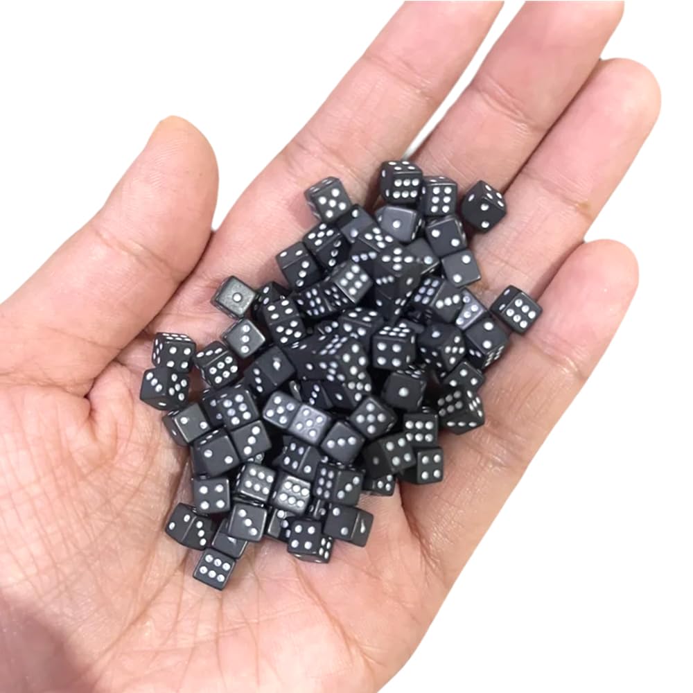 Conjunto De Dados Mini 5mm D6 Solid Black 100 Unidades Para Jogo De Tabuleiro