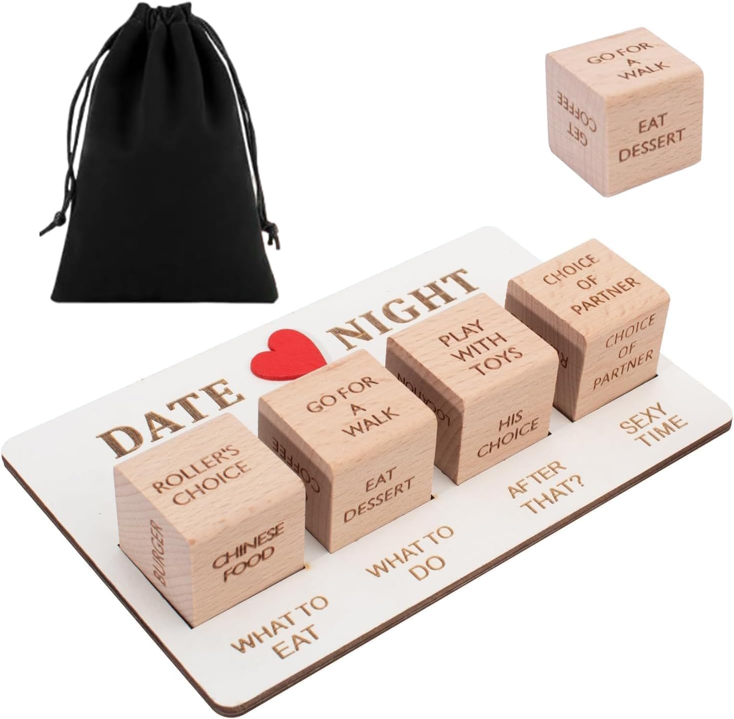Date Night Dice Fun Dating Decision Game De Madeira Com Bolsa