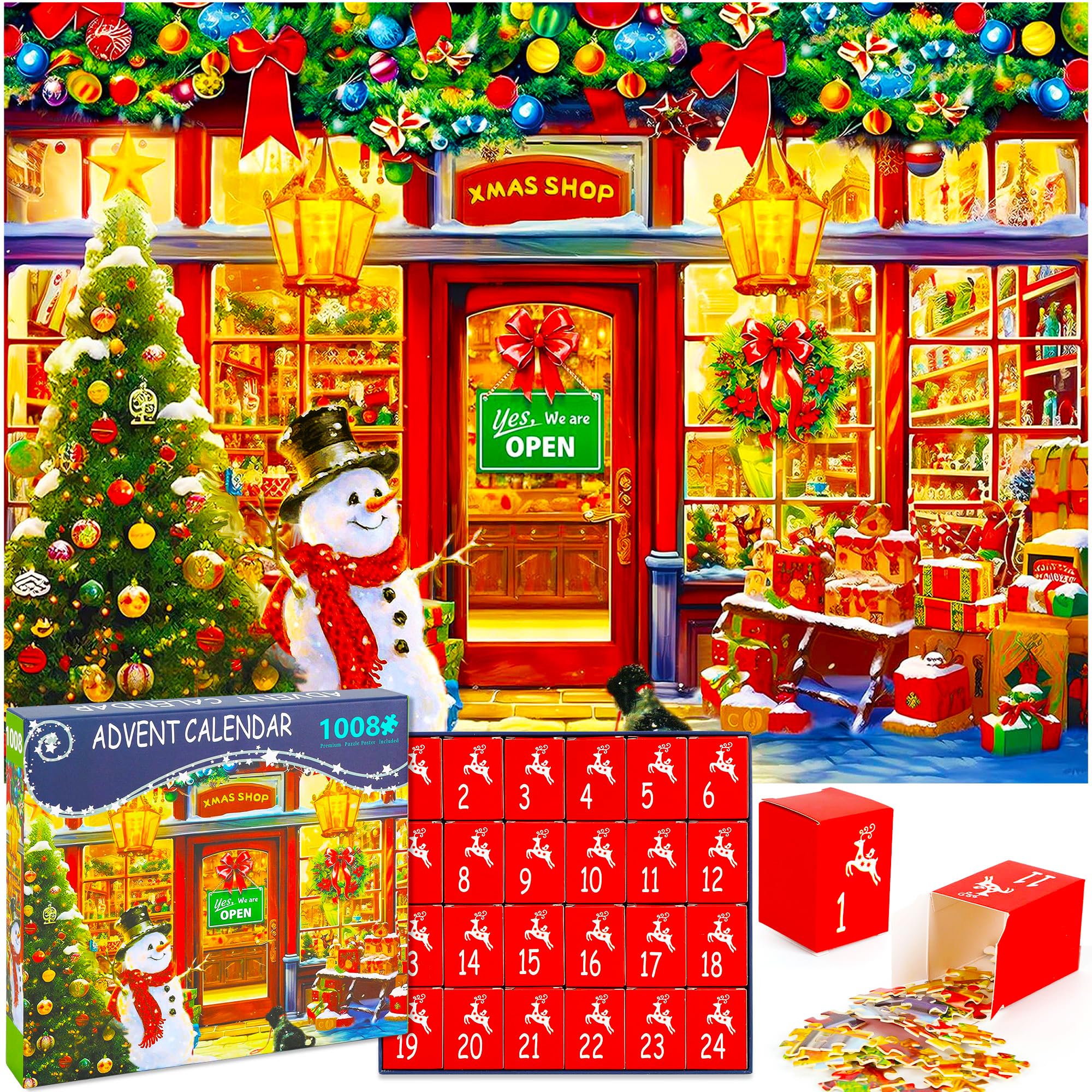 Quebra-cabeças De Natal: Calendário Do Advento 2024, 1008 Peças