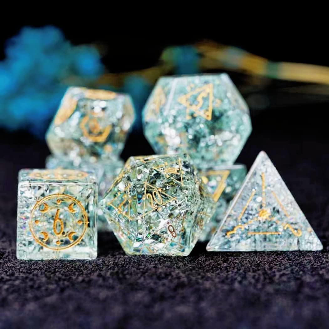 Conjunto De Dados: Dnd Dungeons And Dragon Natural Crystal, Rpg De Luxo