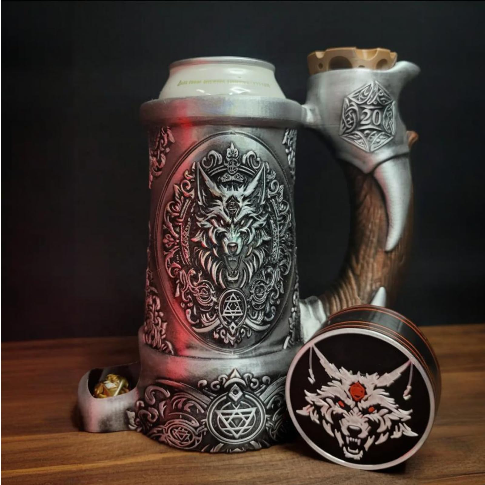 Conjunto De Canecas Dice Tower Wolf Bite Design, Acessório Dnd De 350 Ml