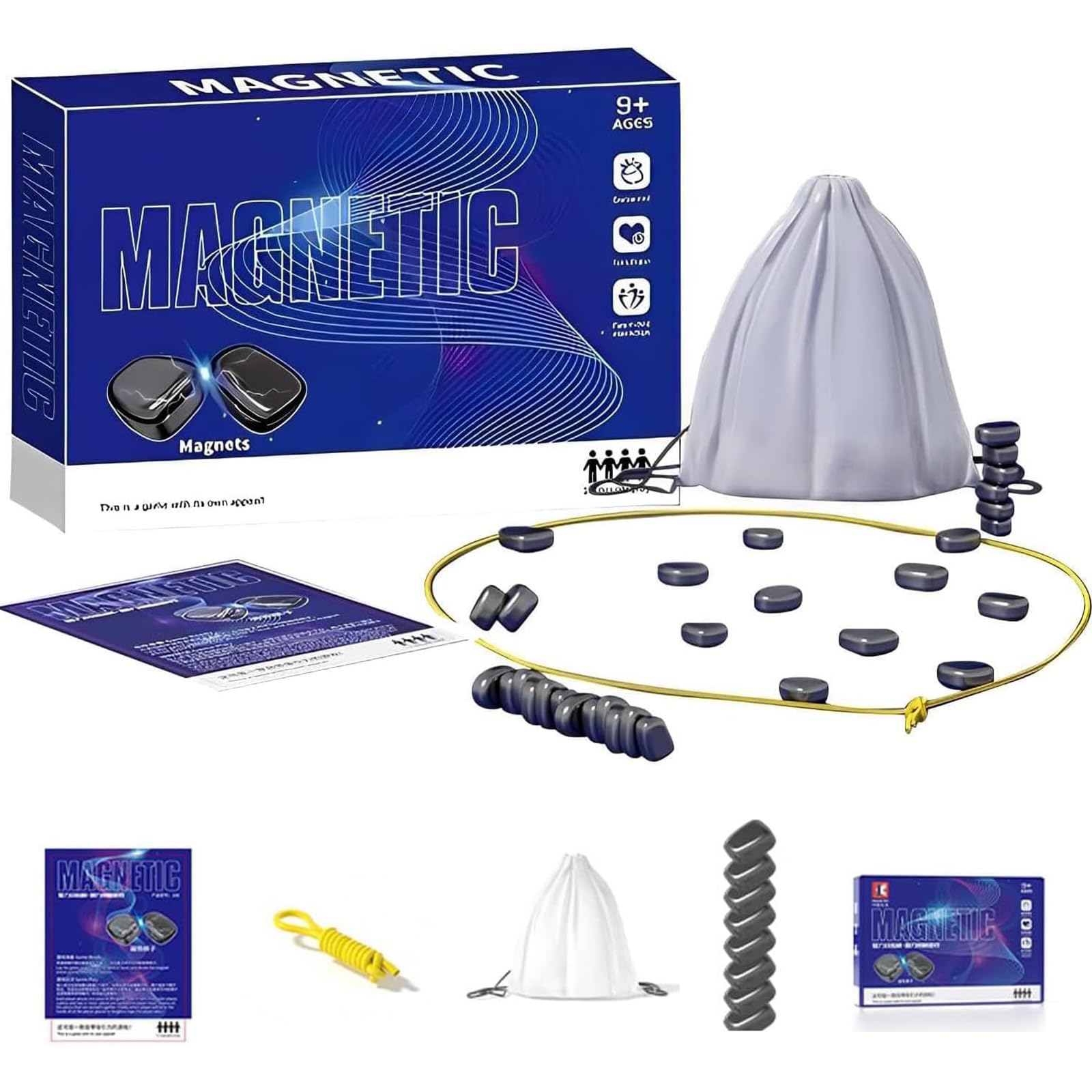 Jogo De Xadrez Magnético Com Pedras E Cordas (1 Conjunto)