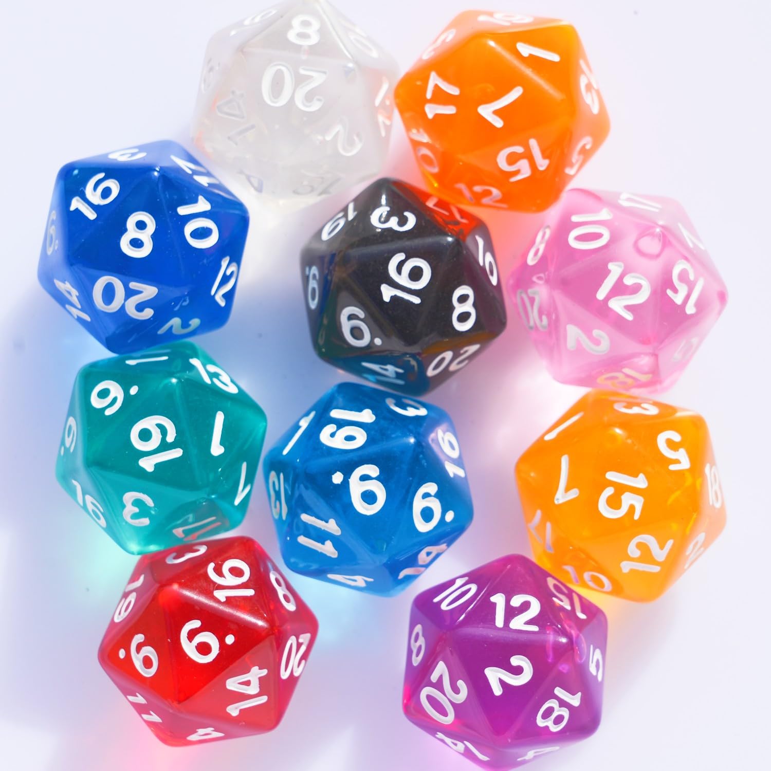 Conjunto De Dados Poliédricos 10pc D20 22mm Para Jogos De Mesa Dnd Rpg Mtg