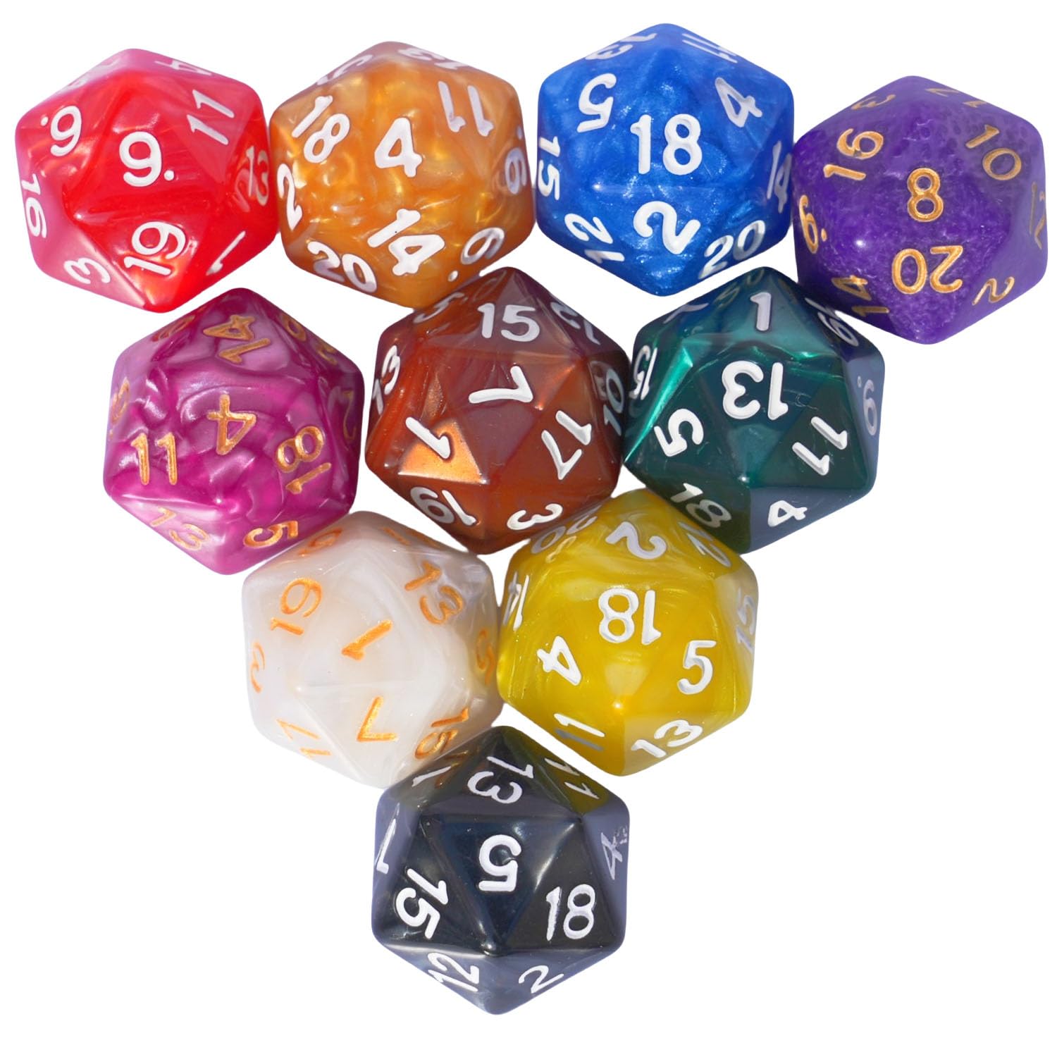 Conjunto De Dados Poliédricos 10pc D20 22mm Para Jogos De Mesa Dnd Rpg Mtg