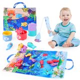 Conjunto De Jogos De Pesca E Copos Empilháveis De Tecido De Brinquedo Para Crianças De 1 A 3 Anos