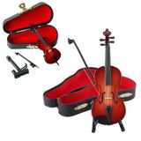 Brinquedo De Violoncelo Em Miniatura De Madeira Com Suporte, Laço E Estojo Para Decoração De Casa