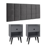 Kit 2 Mesinhas Decore Cinza/preto Nicho Porta Objetos Pés Palito Cabeceira Suspensa Bia Cama Box King 1,95 Cinza Suede - Lojas Rpm