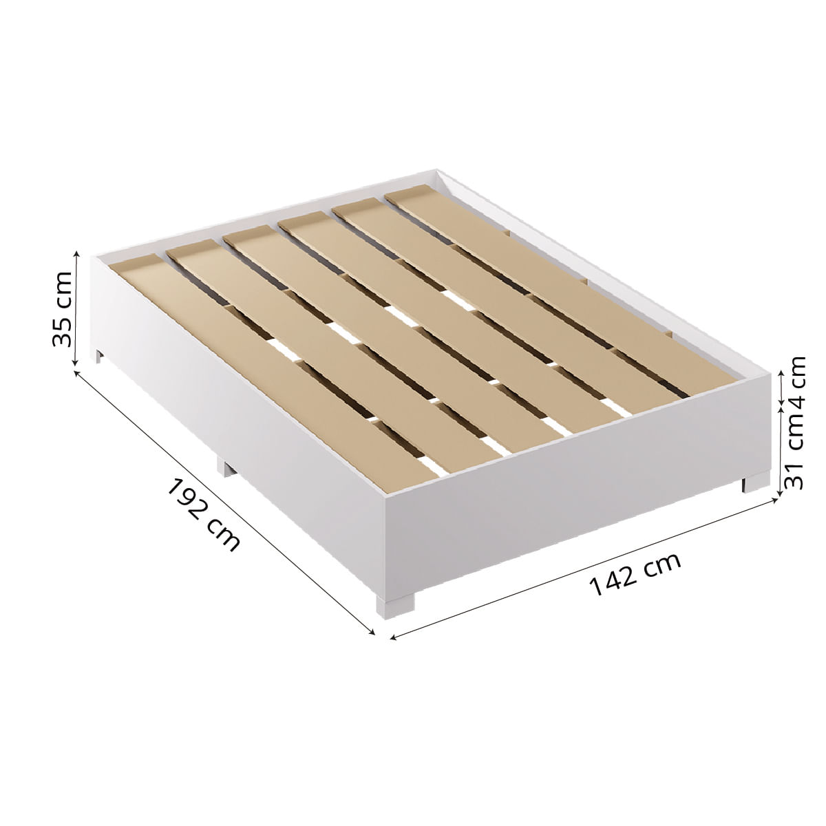 Cama Box Casal Desmontável Com Colchão Espuma D33 Fort 138x188x56cm Cinza / Branco Gazin - Suporta Até 150kg Por Pessoa
