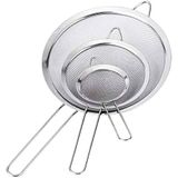 Kit Peneiras Em Aço Inox 10, 12, 14 Cm - Origina Line - Peneira Coador Inox Peneirinha Farinha Suco Fruta - Panami