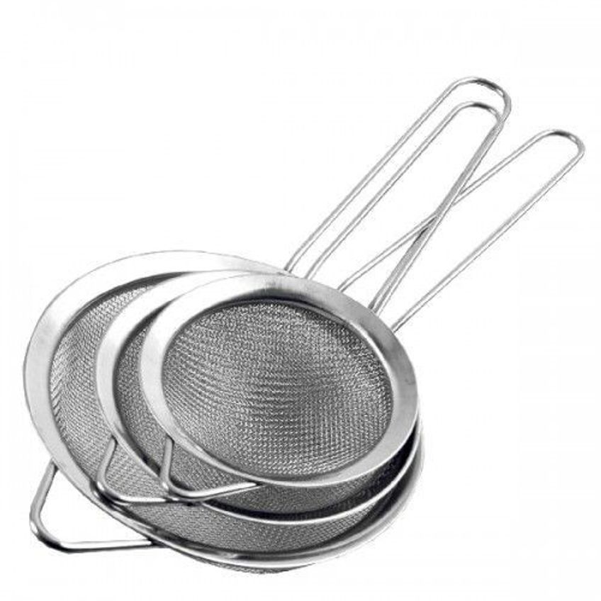 Kit Peneiras Em Aço Inox 10, 12, 14 Cm - Origina Line - Peneira Coador Inox Peneirinha Farinha Suco Fruta - Panami - imagem 2