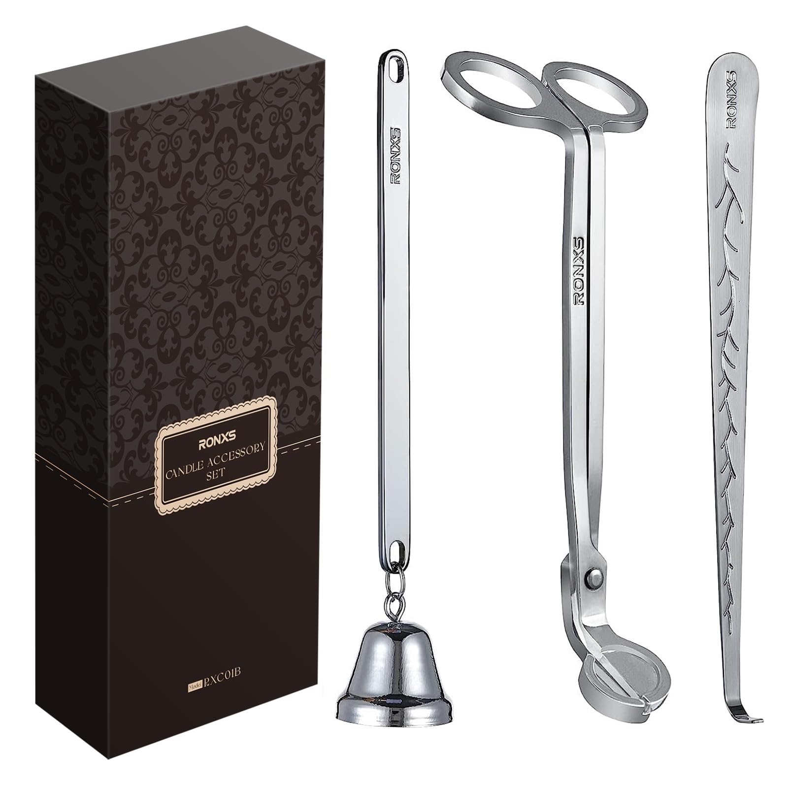 Conjunto Candle Wick Trimmer Ronxs 3 Em 1, Acessório De Vela, Prata