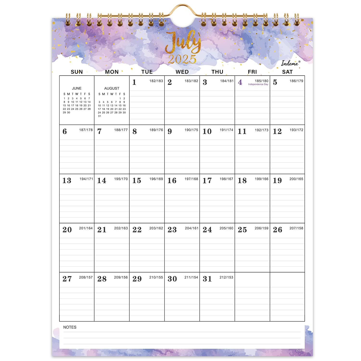 Calendário De Parede Indeme 2025-2026 Mensal 21,6 X 27,9 Cm