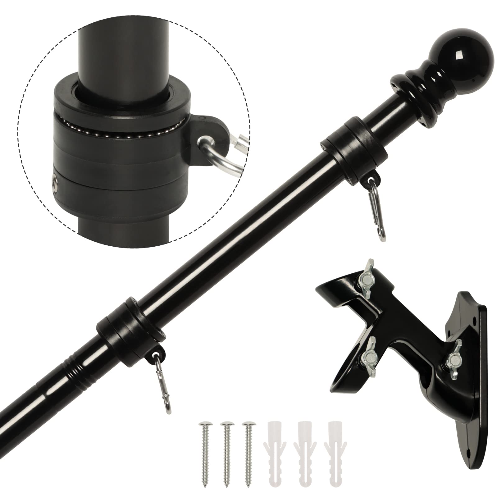 Flag Pole Nelxinjo De Aço Inoxidável De 6 Pés Com Suporte E Kit De Bandeira