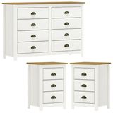 Comoda 8 Gv 02 Mesas De Cabeceira 3 Gv Madeira Maciça Branco Freijo Milani Store