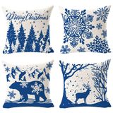 Capa De Almofada Andreannie Merry Christmas 45x45cm Azul