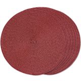 Placemats Funwheat, Redondo Trançado, Conjunto De 6 Bordô, 38 Cm