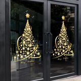 Adesivos De Janela Cityhermit Christmas Tree Golden Xmas 60x90cm