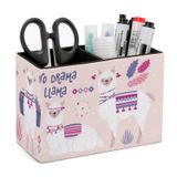 Porta-canetas Niapessel Cute Llamas Print Pu Para Mesa De Couro Pu