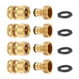 Conector Rápido Para Mangueira De Jardim Kesfitt Solid Brass 3/4 Ght (4 Conjuntos)