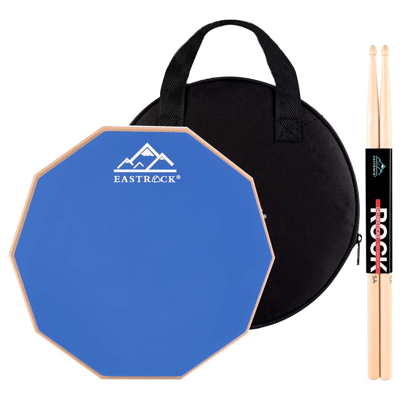 Drum Pad Eastrock Practice 30 Cm De Dupla Face Com Baquetas