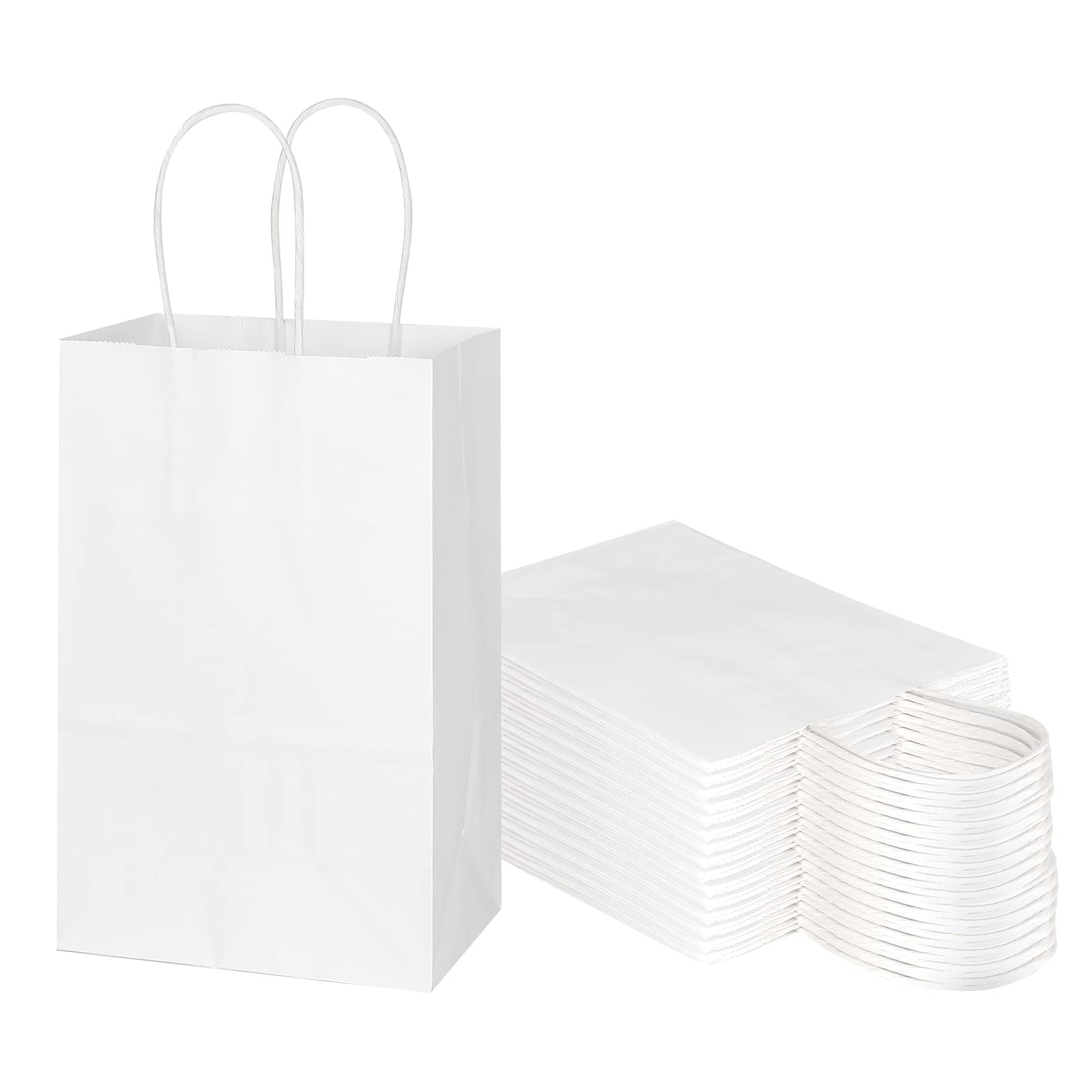 Sacos De Papel Toovip, Pacote Com 50 Pequenos Kraft Brancos Com Alças