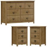 Comoda 7 Gv 02 Mesas De Cabeceira 3 Gv Madeira Maciça Freijo Milani Store