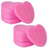Esponjas Faciais Spunspon 100 Unidades Em Forma De Coração Rosa Celulose