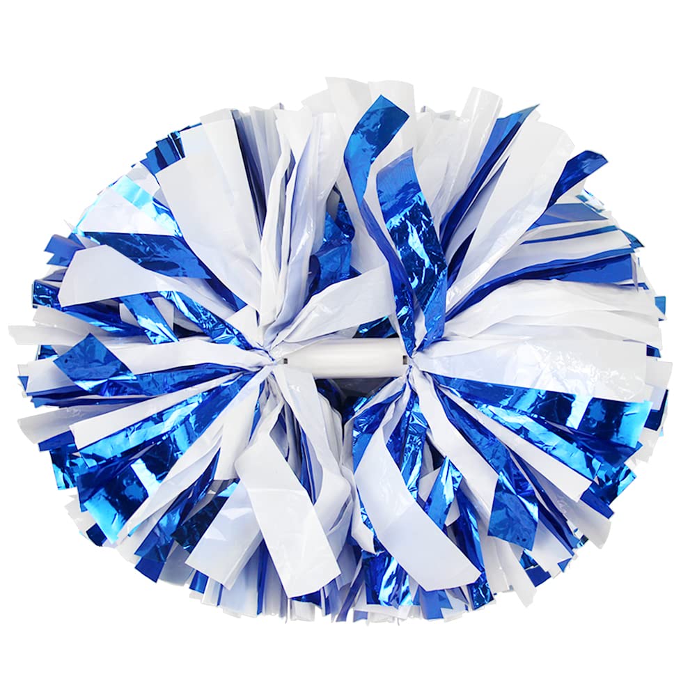 Pacote Com 2 Pompons Cheerleading Hooshing Em Azul E Branco
