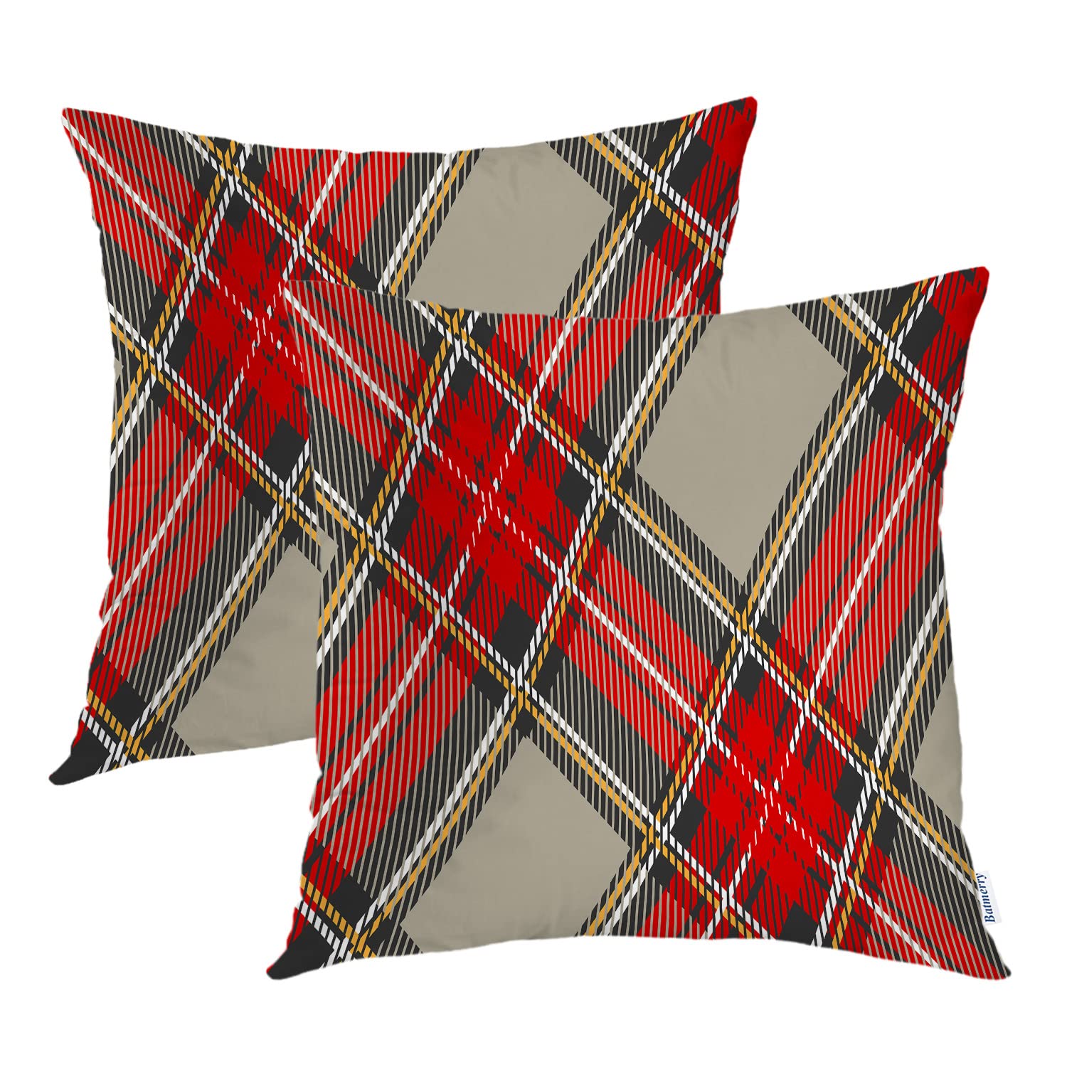 Capa De Travesseiro Batmerry Modern Xadrez Vermelho Preto Cinza 50x50cm