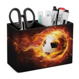 Porta-canetas Niapessel Burning Soccer Ball Print Em Couro