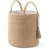 Cesta De Armazenamento Mkono Woven Natural Rope Com Decoração De Miçangas De Madeira
