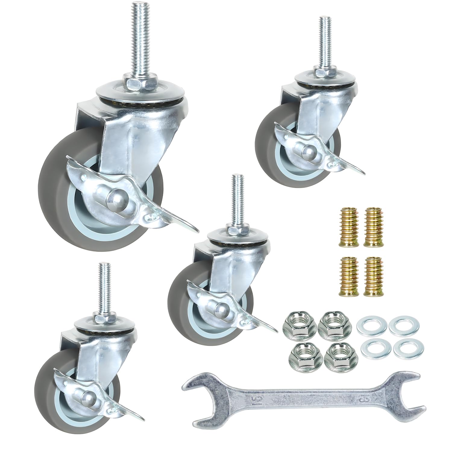 Caster Wheels Yeemigo, Giratório De 2 Polegadas Com Freio, Conjunto De 4