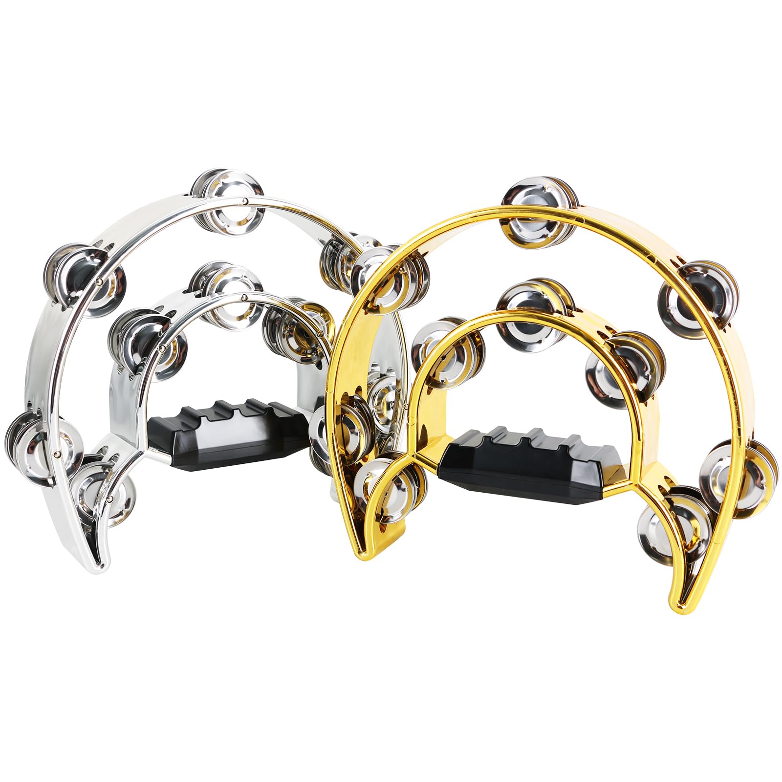 Pandeiro Eastrock Double Row Metal Bell Handheld, Pacote Com 2 Unidades