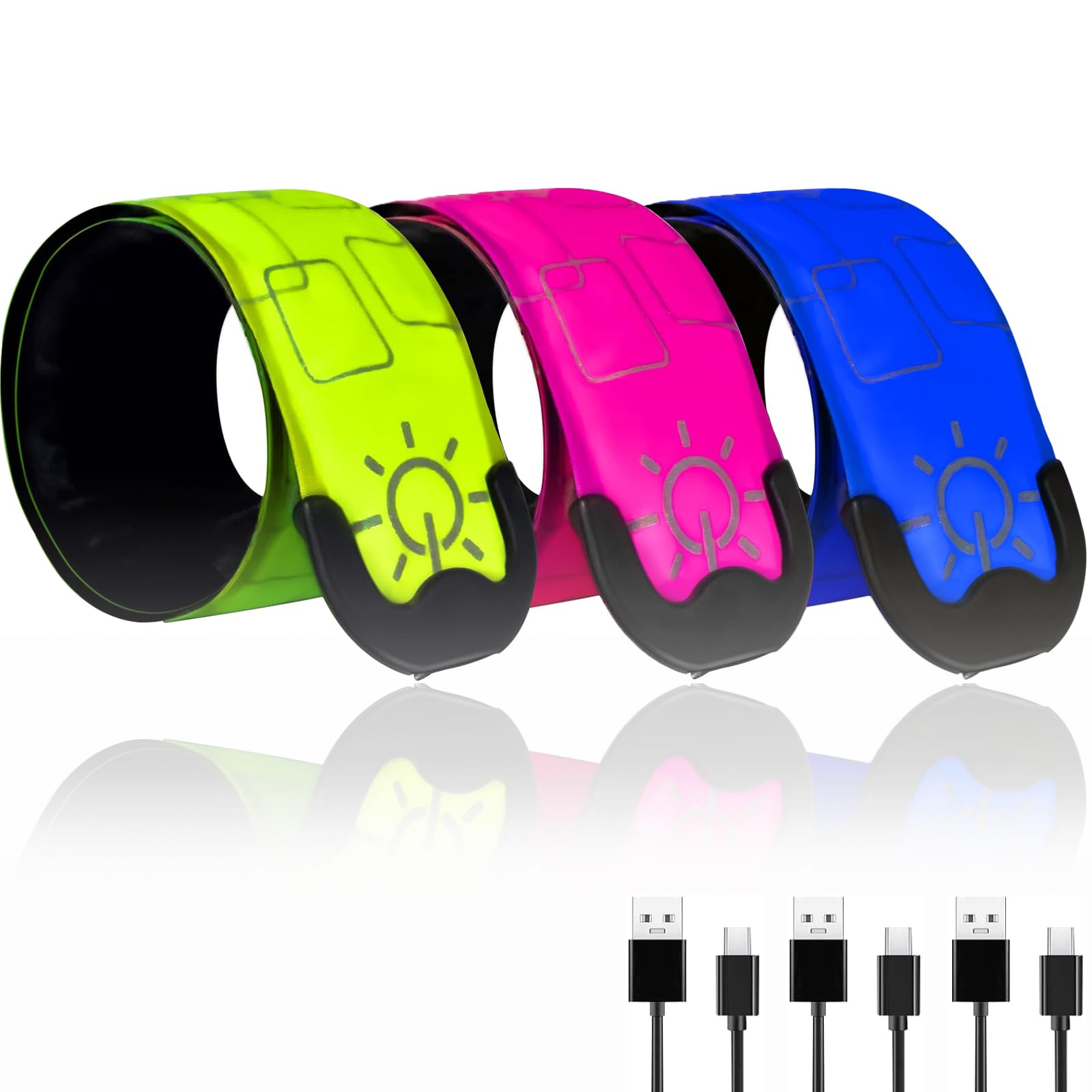 Luzes De Pulseira De Segurança Led Trayiu, Pacote Com 3 Unidades, Recarregáveis