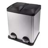 Lixeira Dupla 30l Pedal Inox Coleta Seletiva Lixo Cozinha