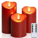 Velas Sem Chama Homemory Waterproof Led Red, Pacote Com 3