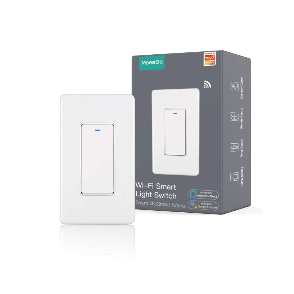 Interruptor De Luz Inteligente Moesgo Wifi Wall Push Button 1 Gang White