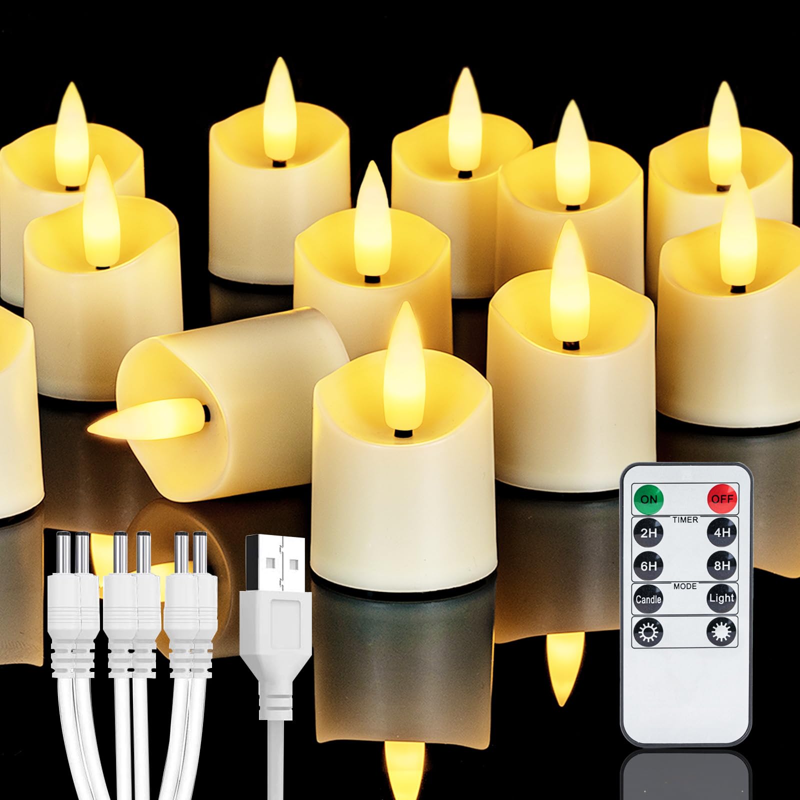 Velas Sem Chama Homemory Led Recarregável Votive 6 Pcs
