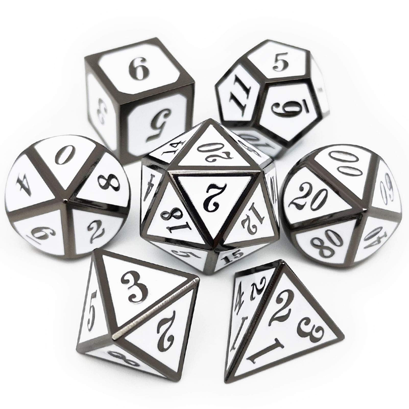 Conjunto De Dados De Metal Haxtec Dnd 7pcs D&amp;d Com Bolsa Para Jogos De Rpg