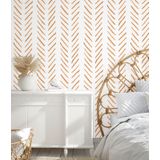 Papel De Parede Haokhome Boho Stripes Em Terracota/branco Chevron