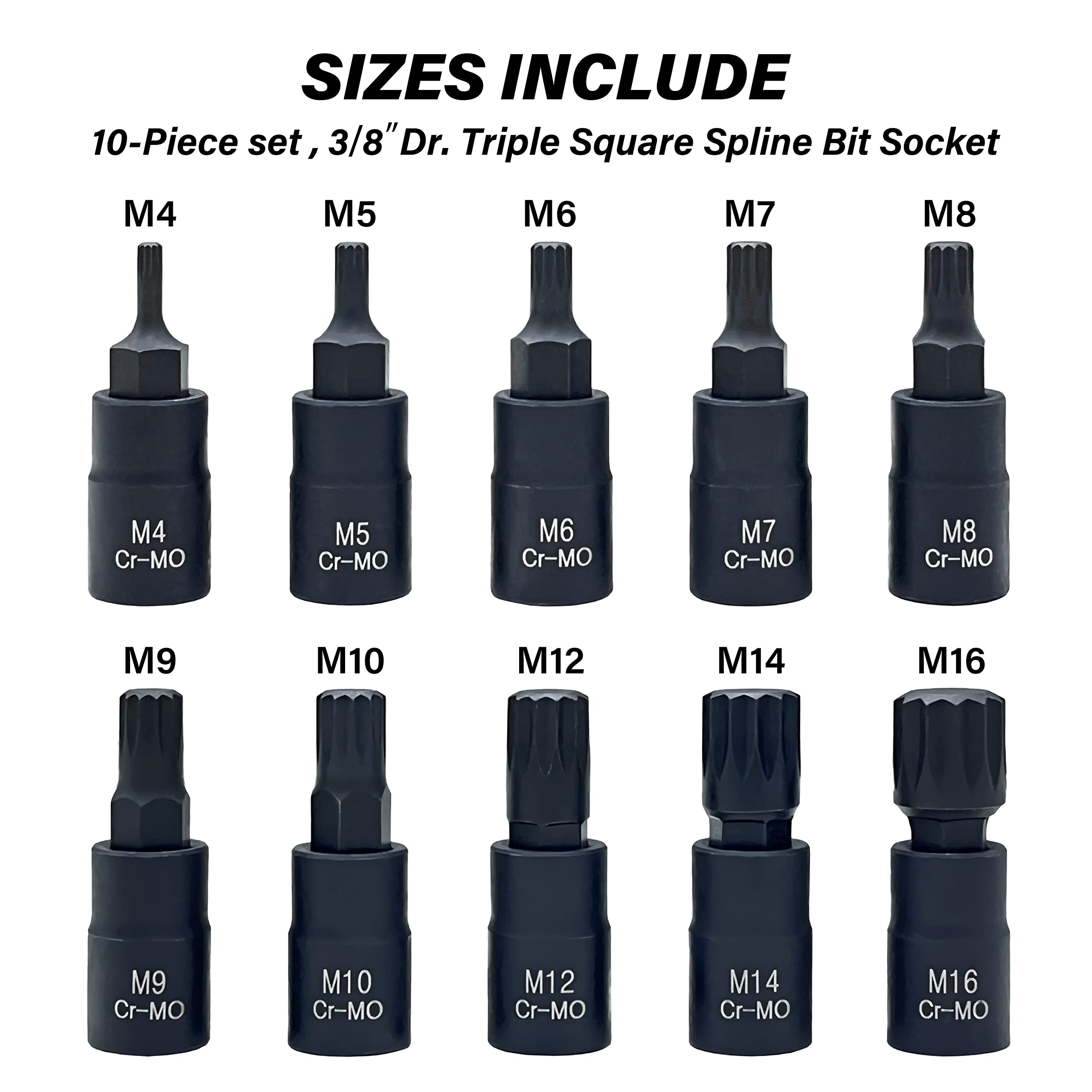 Conjunto De Soquetes Xzn Triple Square Spline, Unidade De 10 Peças