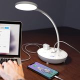 Lâmpada De Mesa Bodun Led Com 2 Portas De Carregamento Usb E 2 Tomadas Ac