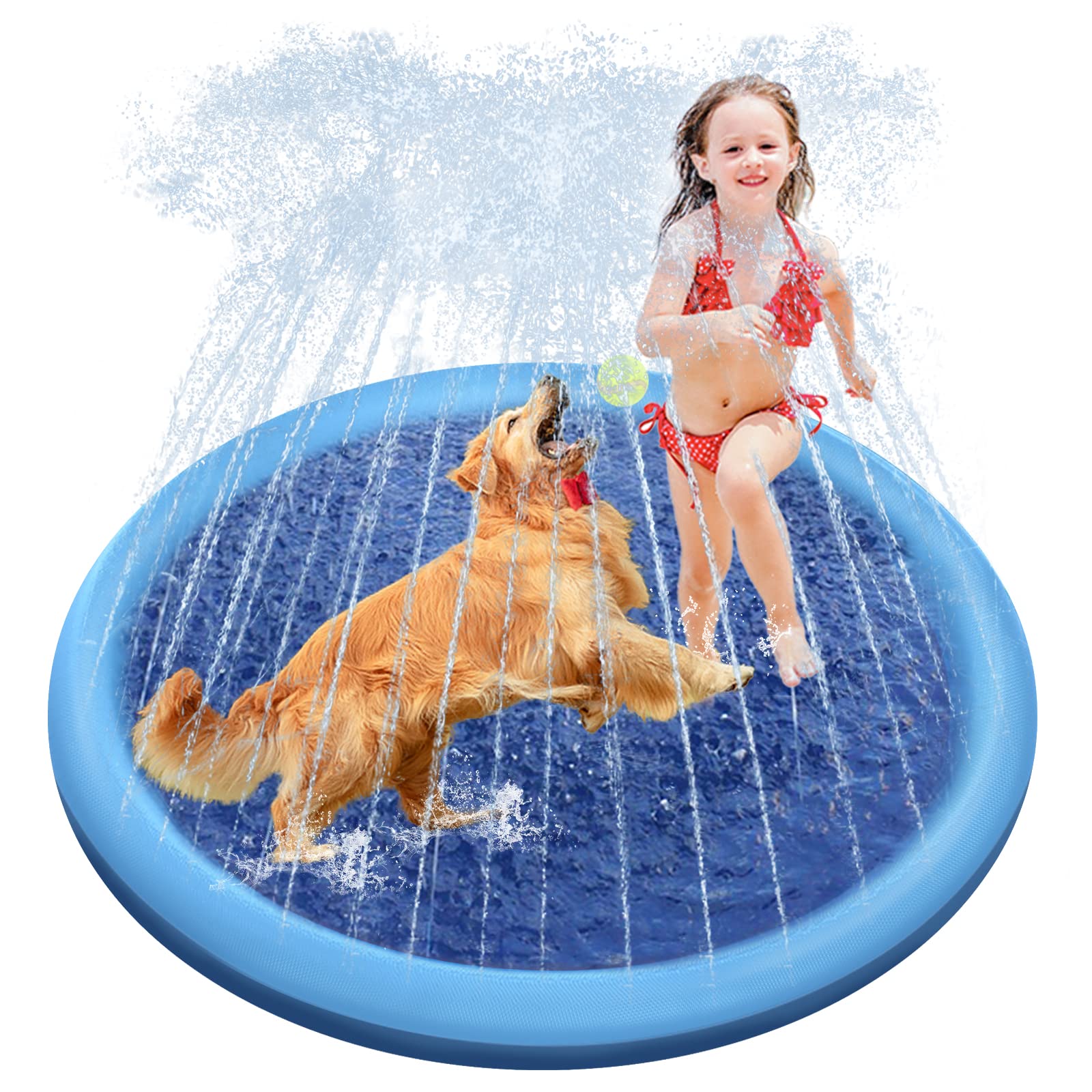 Almofada De Aspersão Raxurt Splash Para Piscina Para Cães 130 Cm, Azul Durável