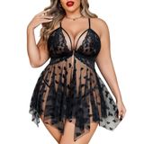 Lingerie Avidlove Plus Size Lace Babydoll Teddy Chemise Preta