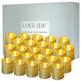 Velas Votivas Sem Chama Loguide Gold Glitter, Pacote Com 24