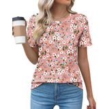 Blusas Femininas Kistore, Gola Redonda, Manga Curta, Algodão, Floral, S