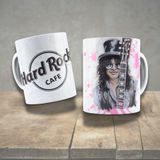Caneca De Porcelana 325ml Decorada Ícones Da Música Slash