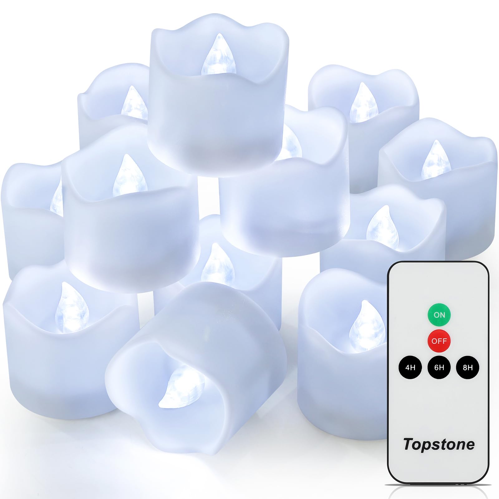 Velas Sem Chama Topstone Remote Control Led Tealight, Pacote Com 12