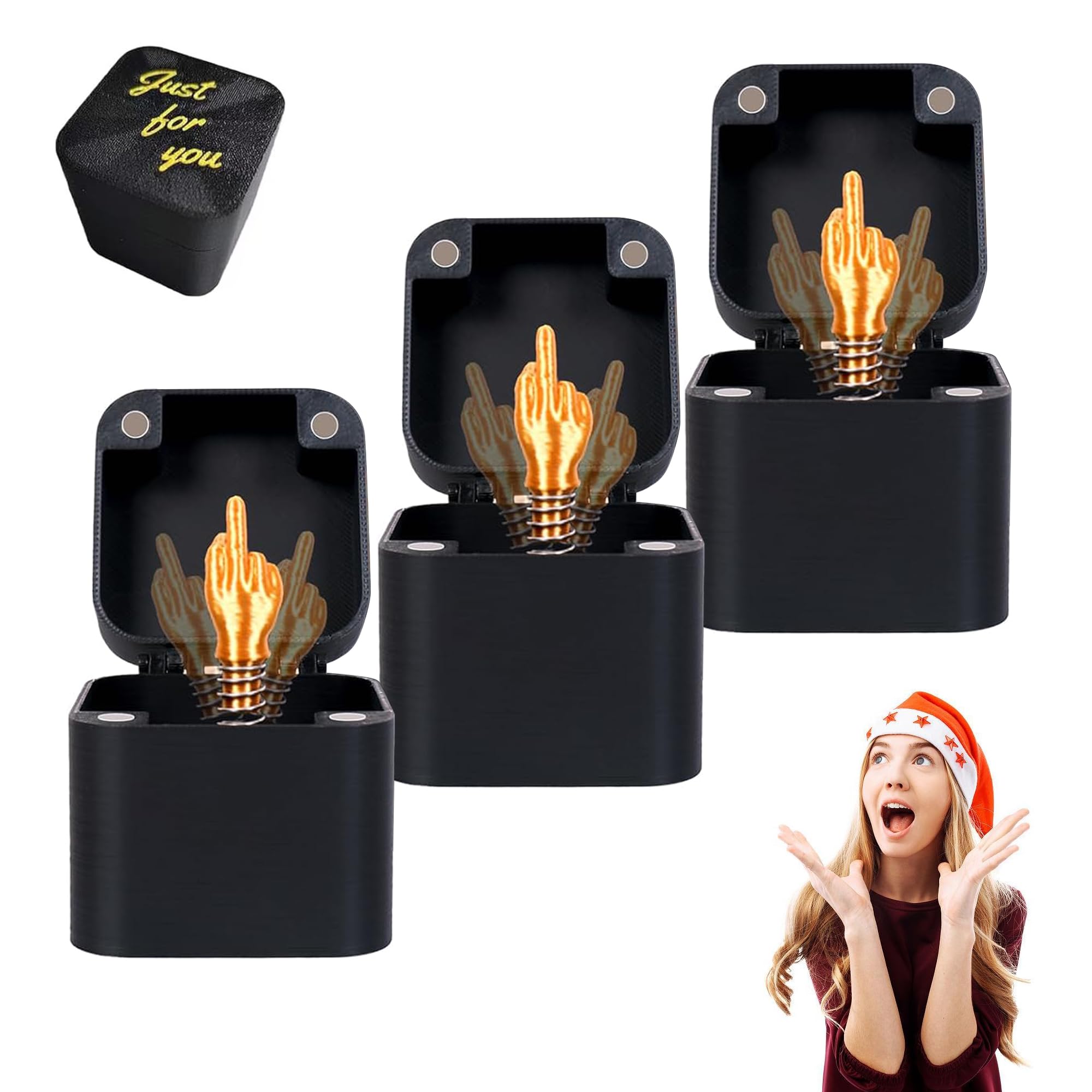 Gag Gift Jeanue Middle Finger In A Box Funny For Adults, Pacote Com 3